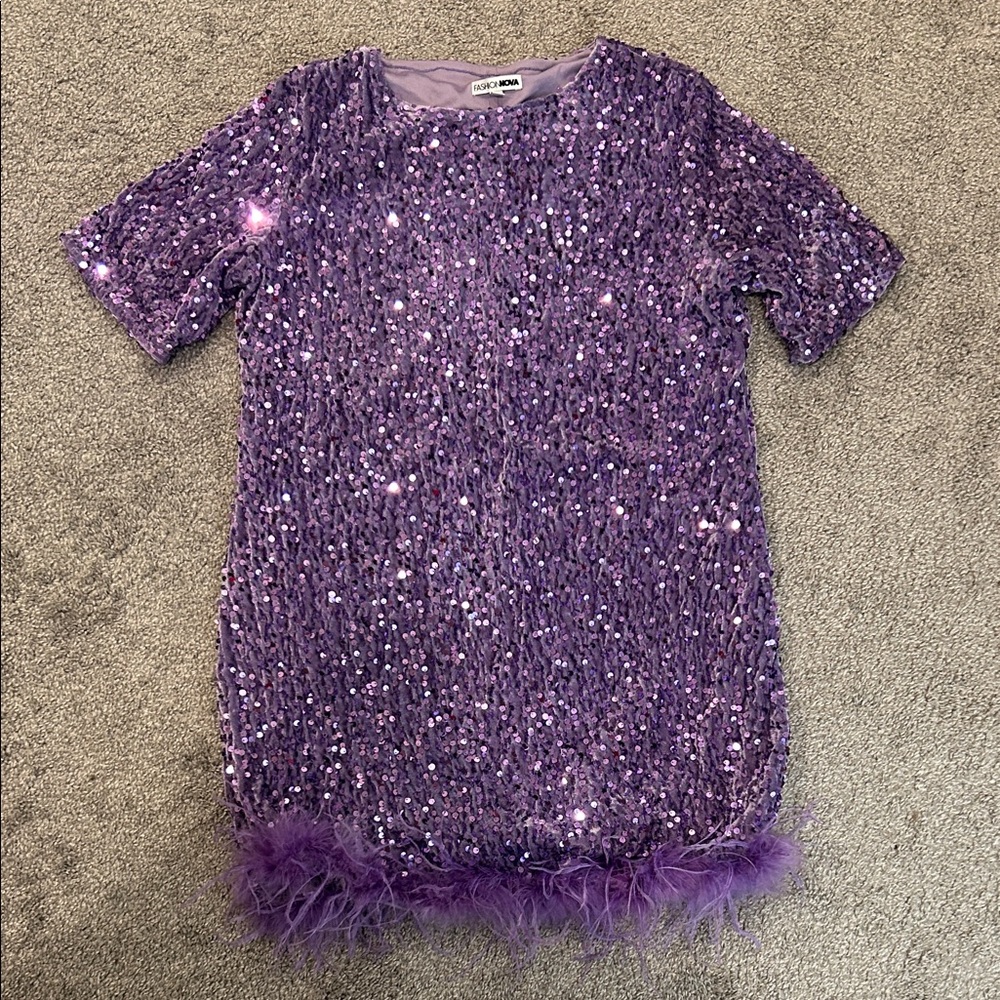 Fashion Nova Lavender Sequin Dress